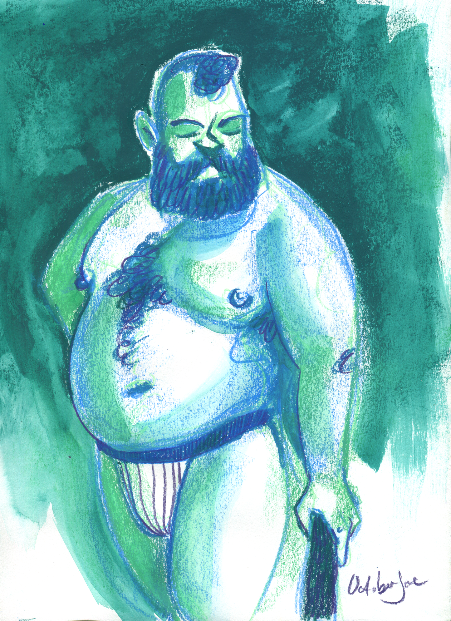 Blue Bear - Original Drawing