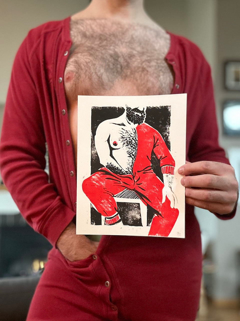 Handwarmer - Linocut Print