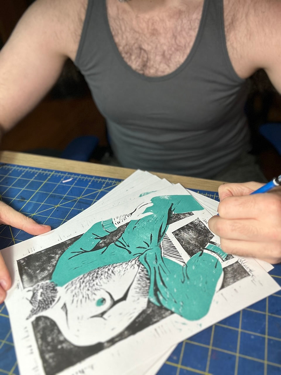 Handwarmer - Linocut Print