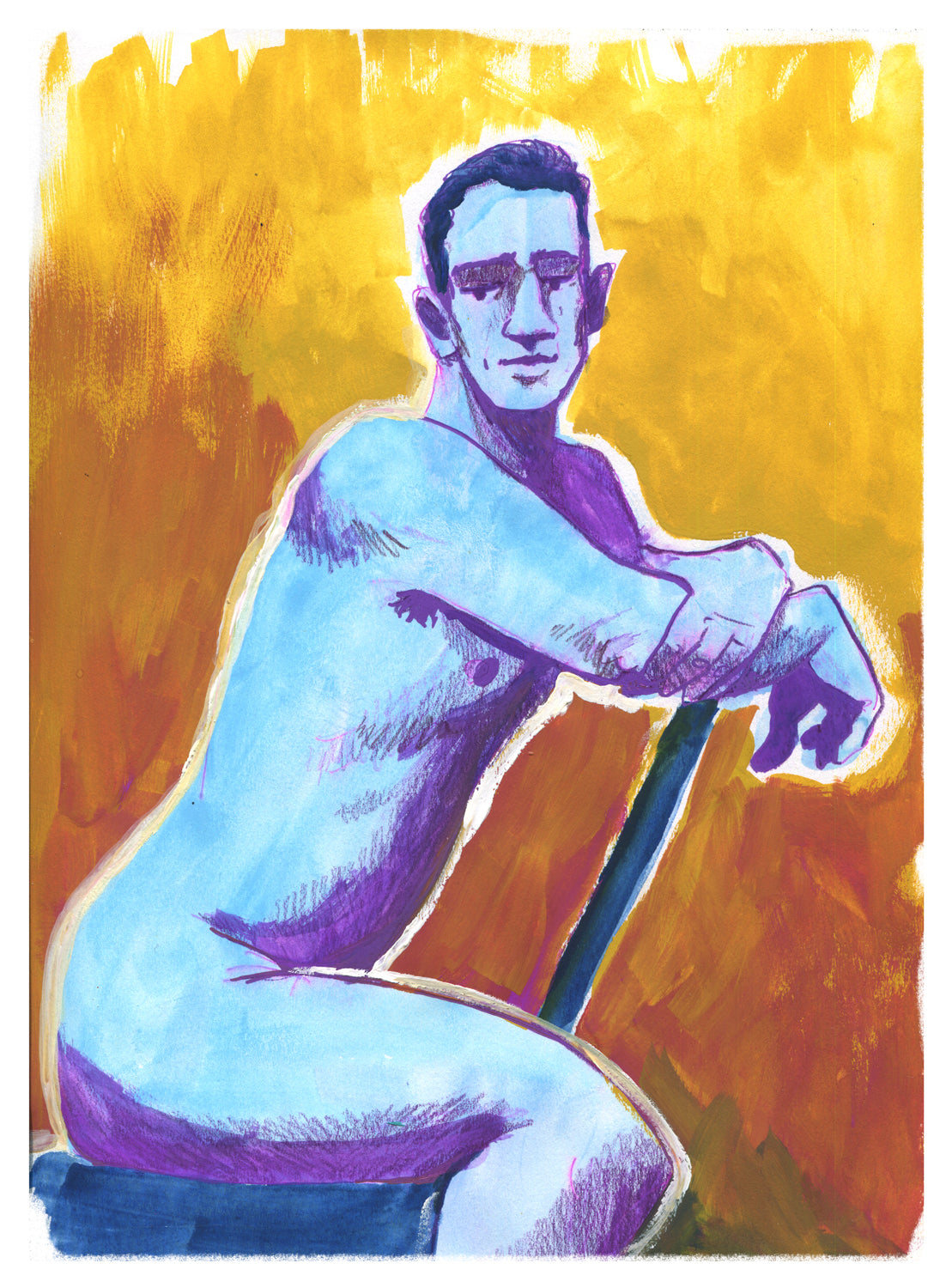 Sergei Seated - Original Pastel Drawing