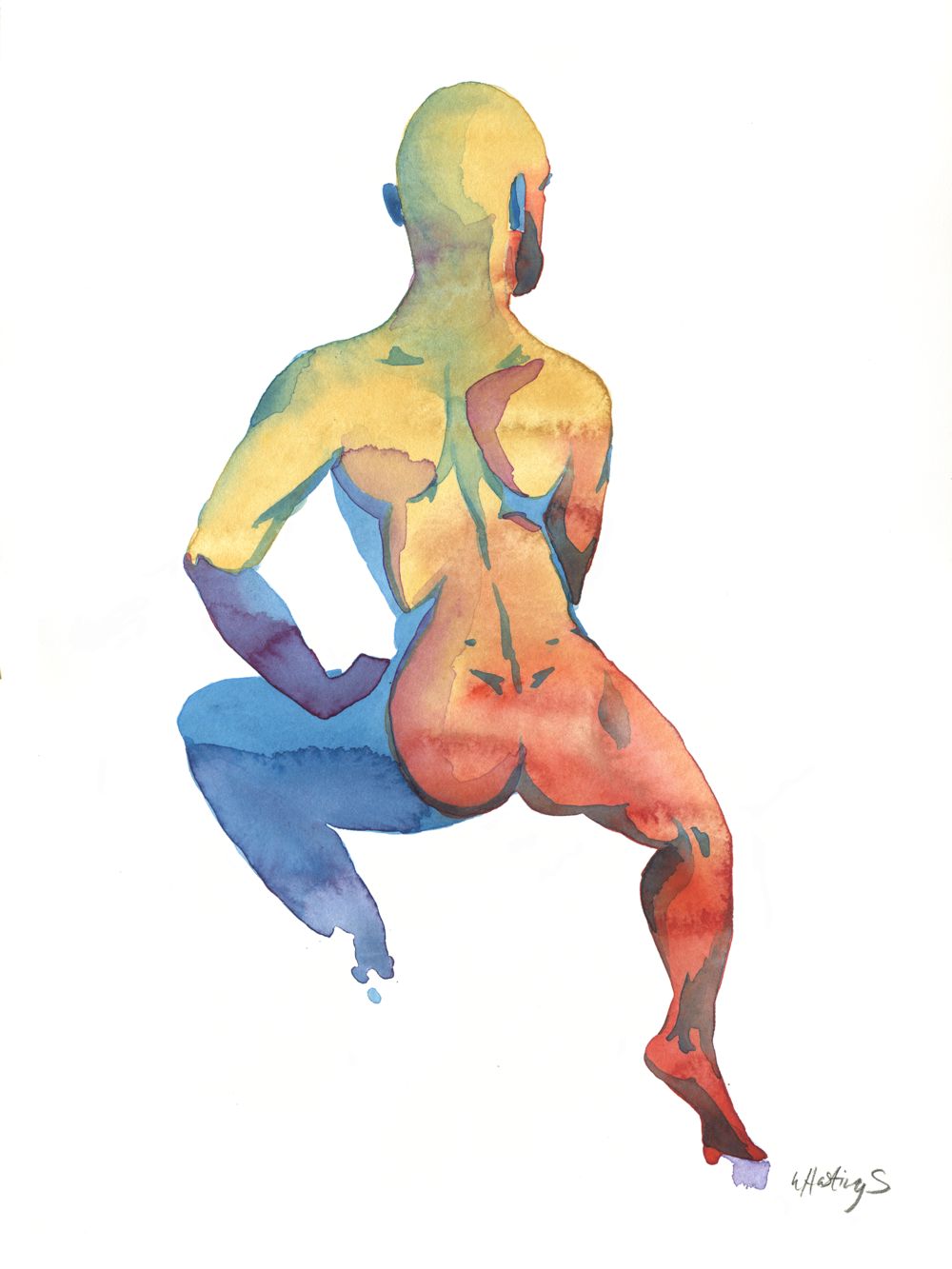Sitting Figure - Original Watercolor Painting