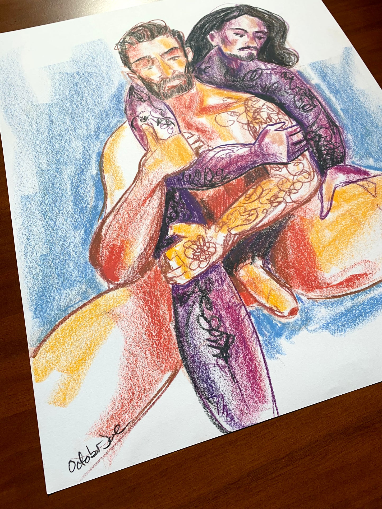 Joe & Musa Embrace #2 - Original Drawing