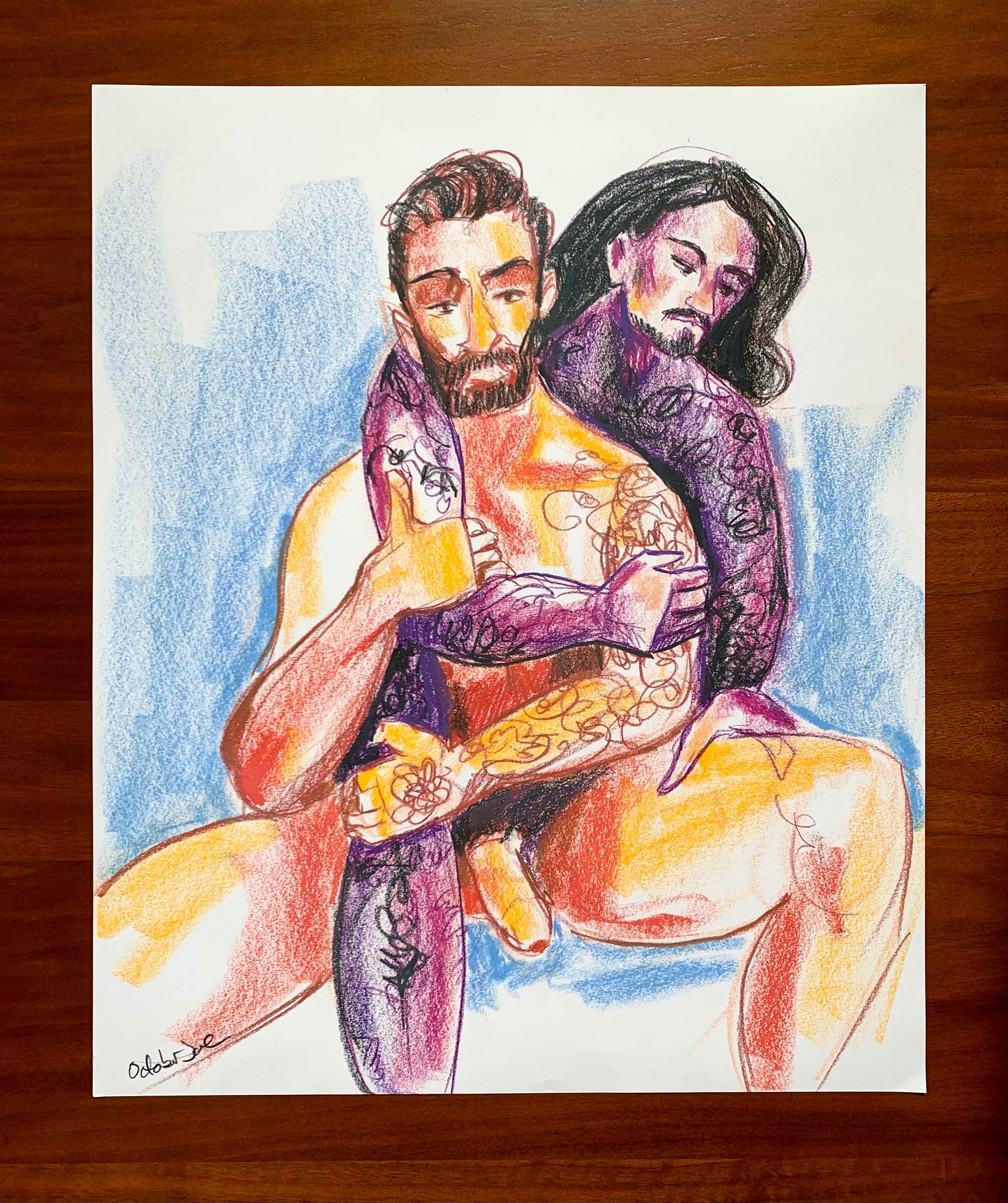 Joe & Musa Embrace #2 - Original Drawing