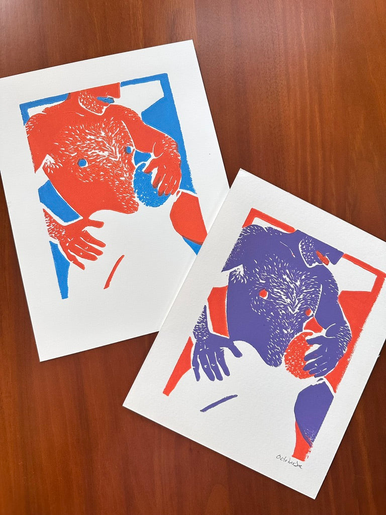 Say Uncle Ltd Edition  - Linocut Print