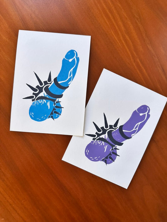 (cock)Rings of Power - Linocut Print