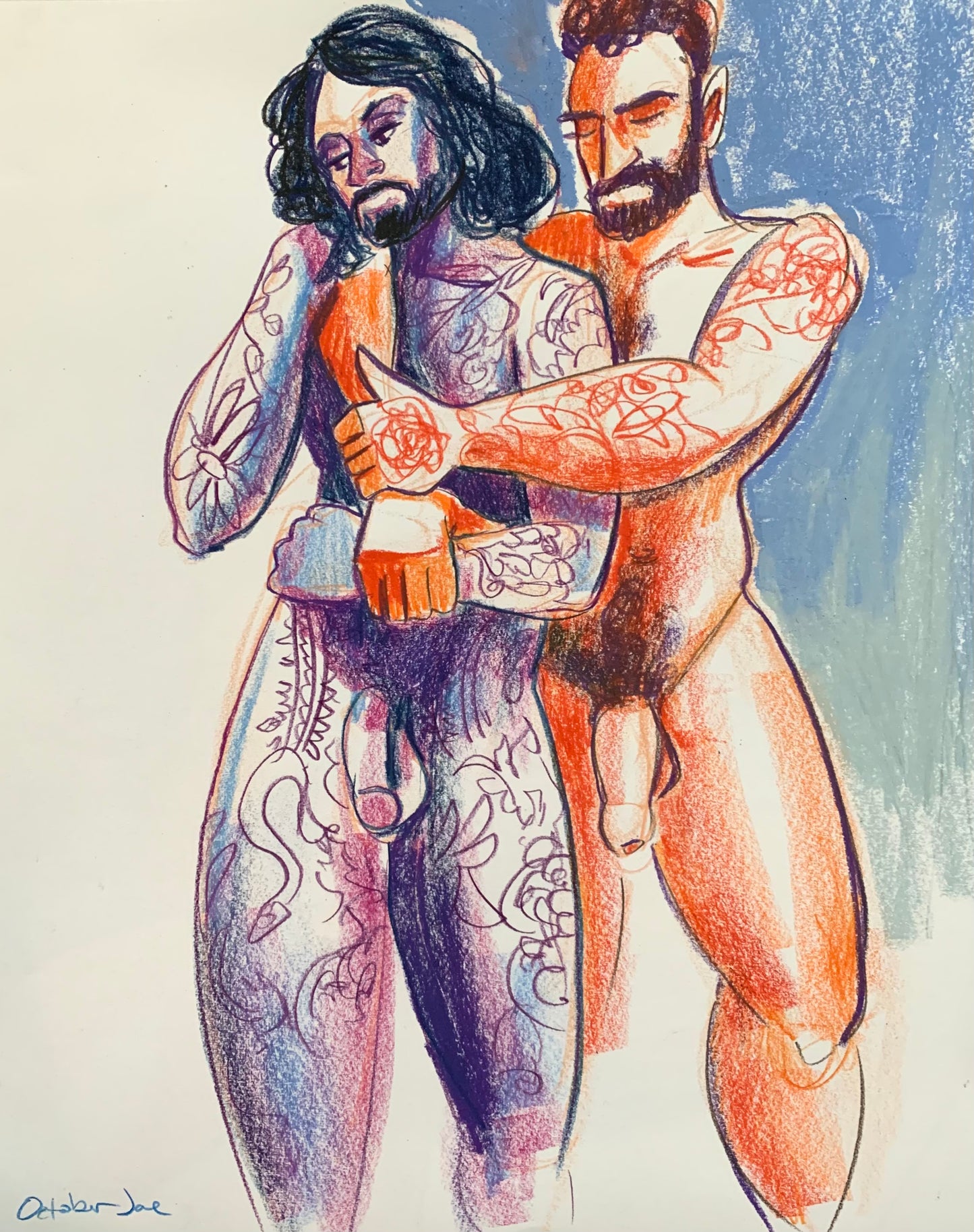 Joe & Musa Embrace #1 - Original Drawing